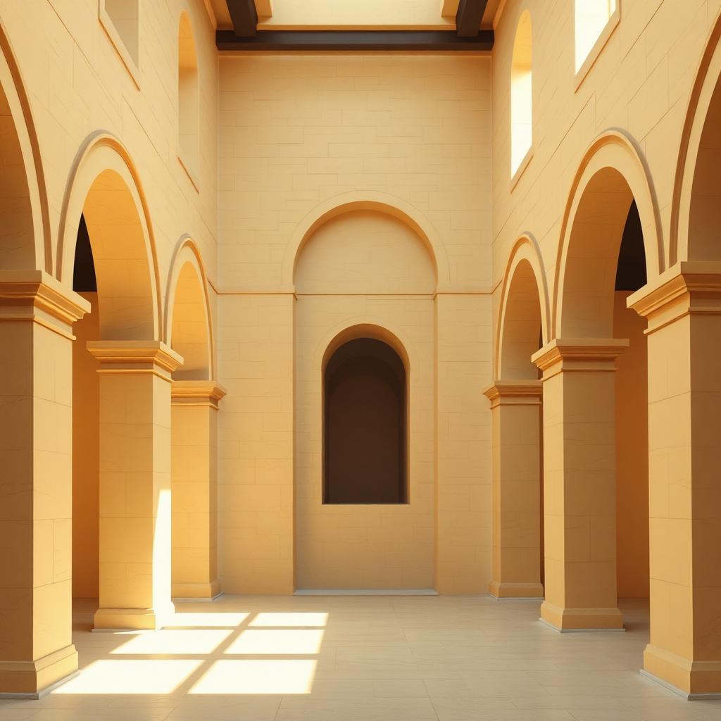 Cultural courtyard — architectural concept render, illustrative.